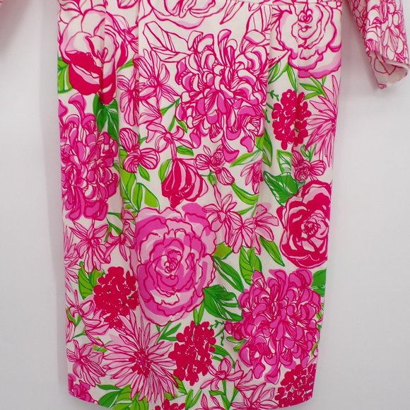 Lilly Pulitzer Silk Blend Livie Color By Numbers Rose Print Dress, Sz 4 - Picture 4 of 9